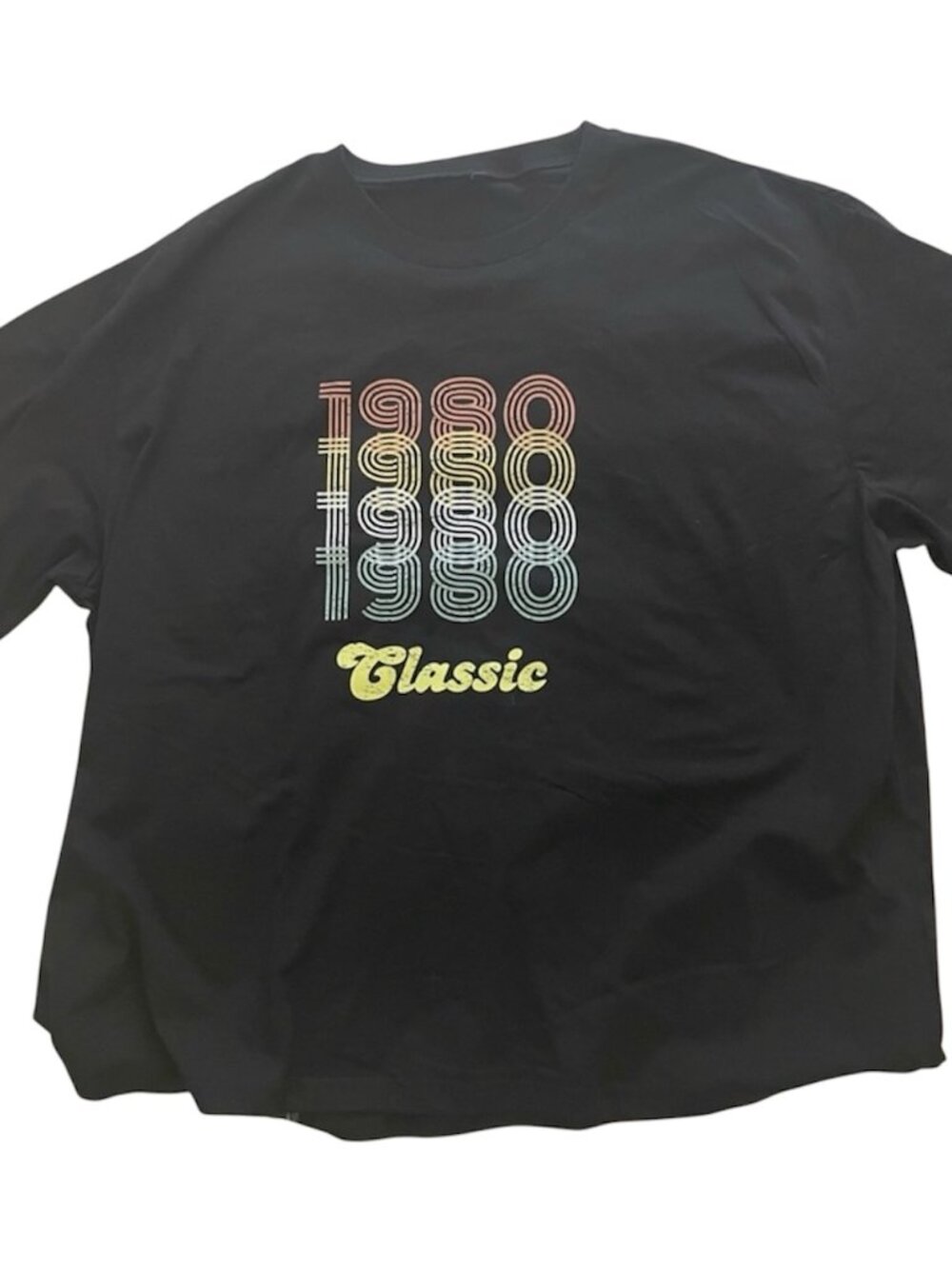 1980 Classic Graphic Black T-shirt Retro 80s Style 5XL NWOT